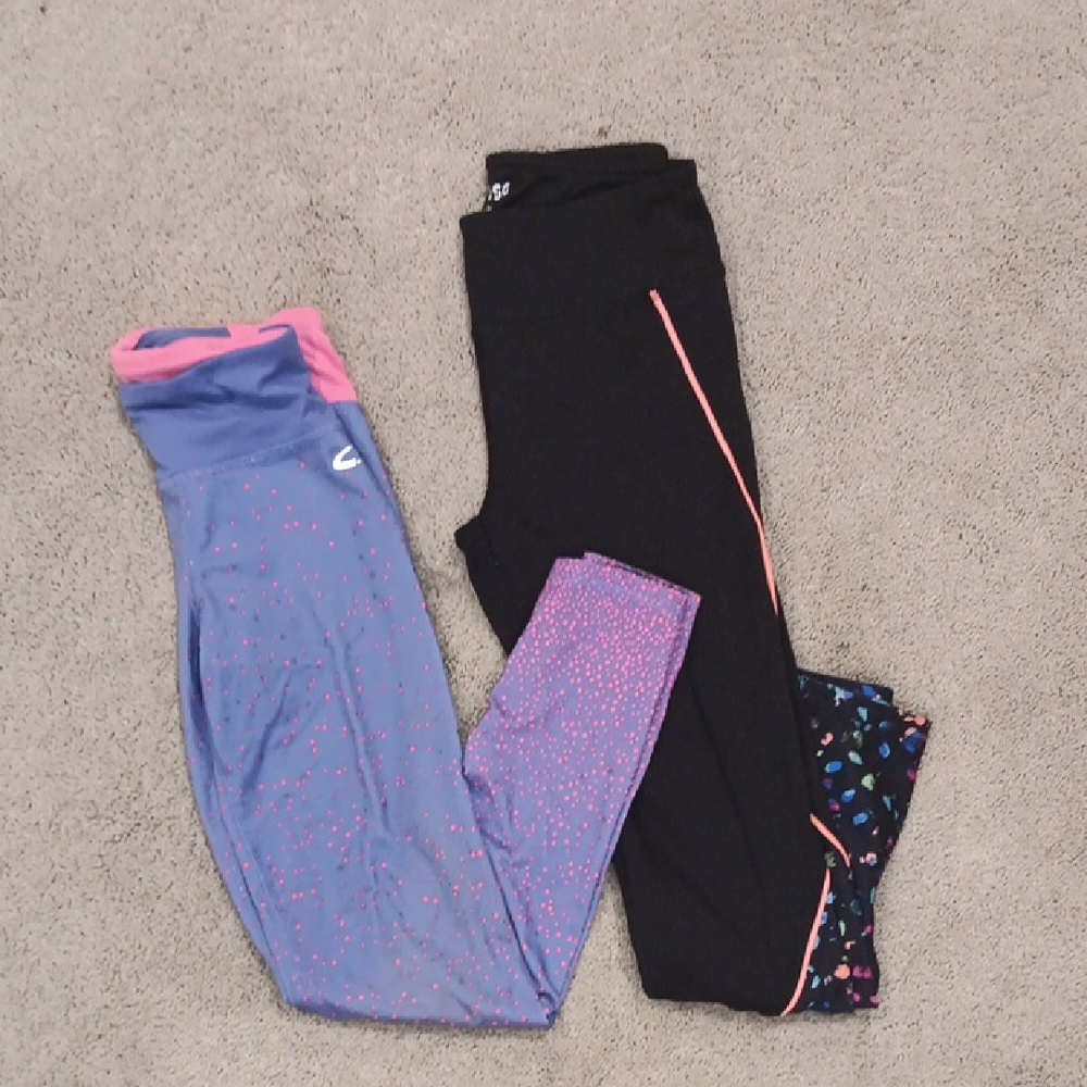 DSG Performance Leggings Blue and Pink Athletic Bottoms